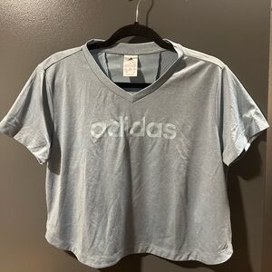 Adidas light blue women’s crop top activewear